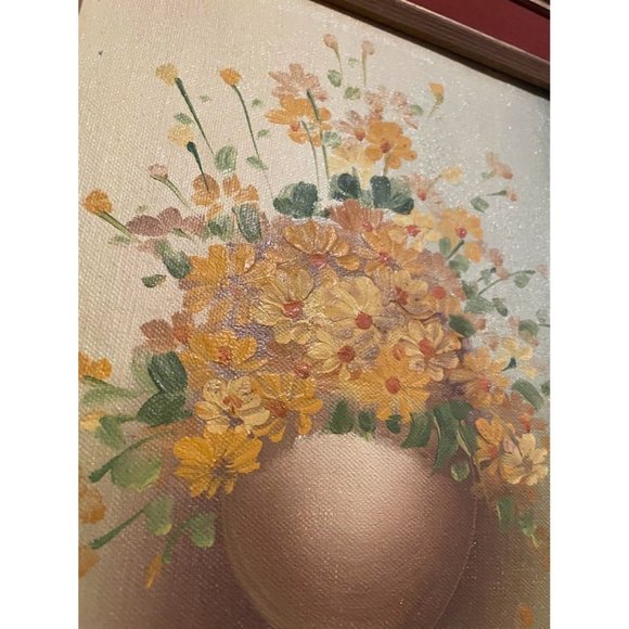 Vintage Original Oil-Acrylic Painting of Flowers-Still Life-on Board in Frame - Picture 7 of 12